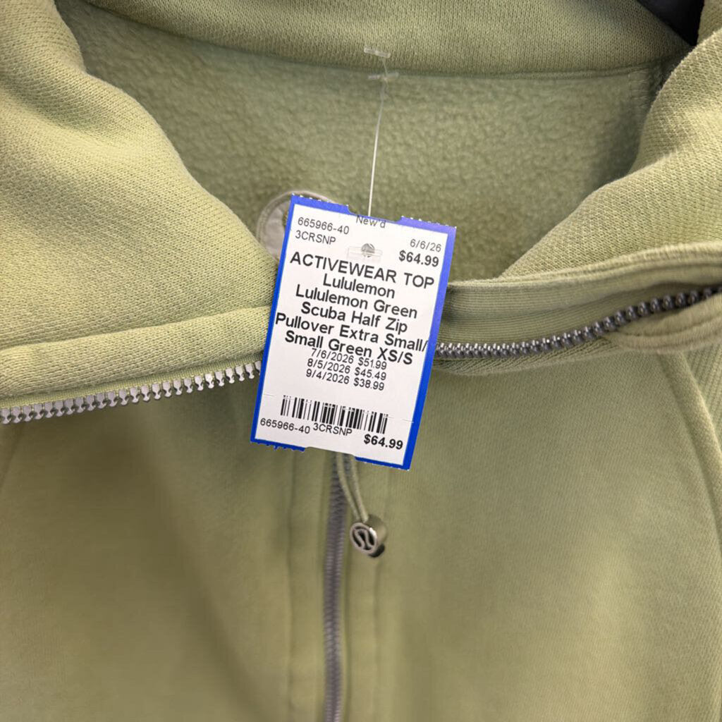 Lululemon Green Scuba Half Zip Pullover Extra Small/ Small