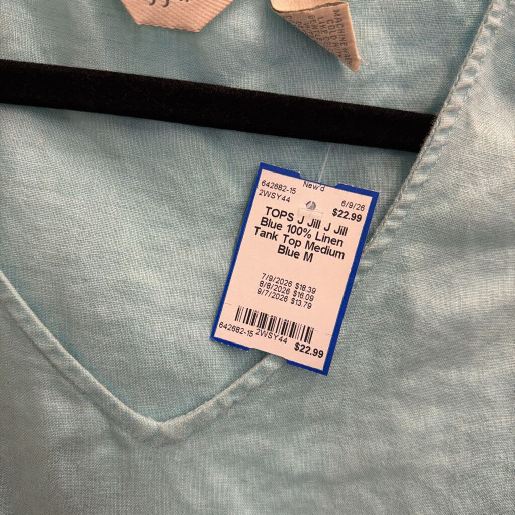 J Jill Blue 100% Linen Tank Top Medium