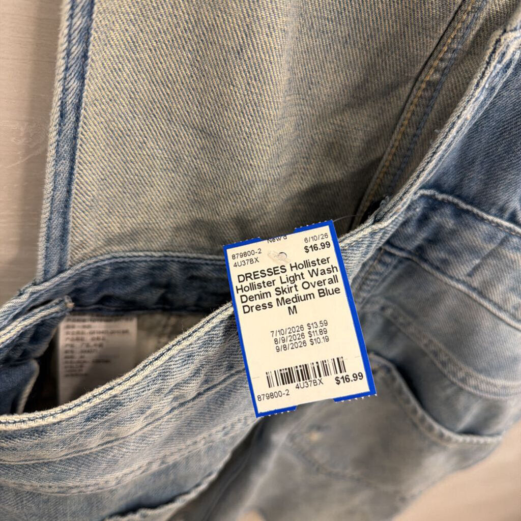 Hollister Light Wash Denim Skirt Overall Dress Medium