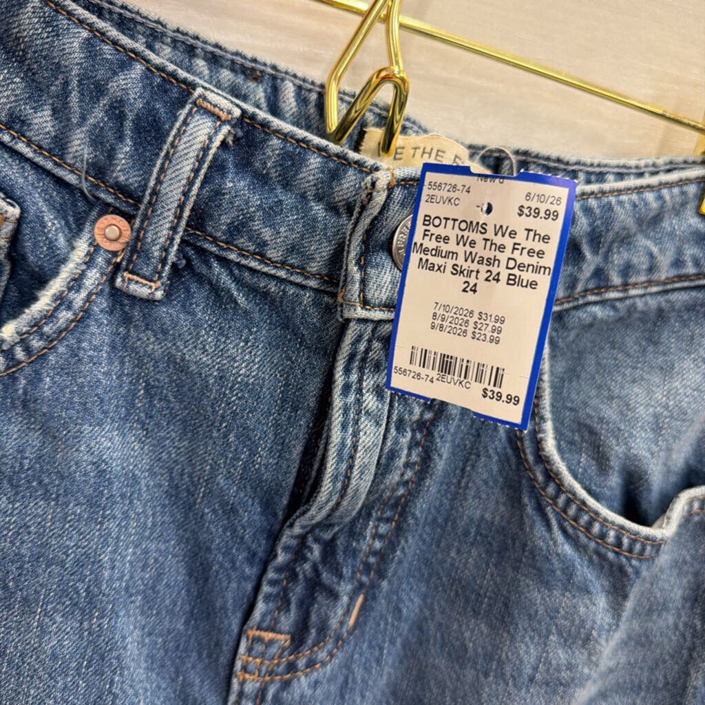 We The Free Medium Wash Denim Maxi Skirt 24