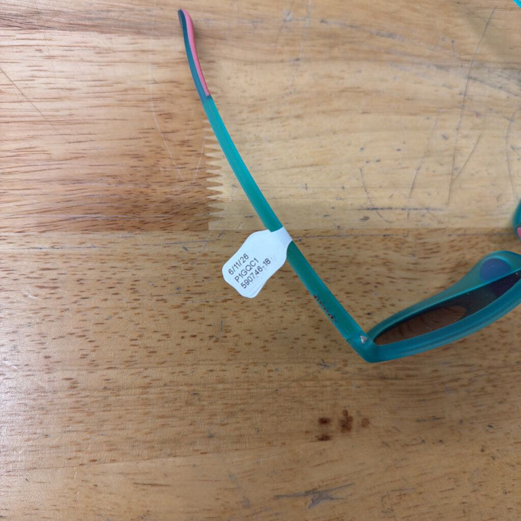 Goodr Teal Frame Pink Reflective Lenses Mach G Aviator Sunglasses
