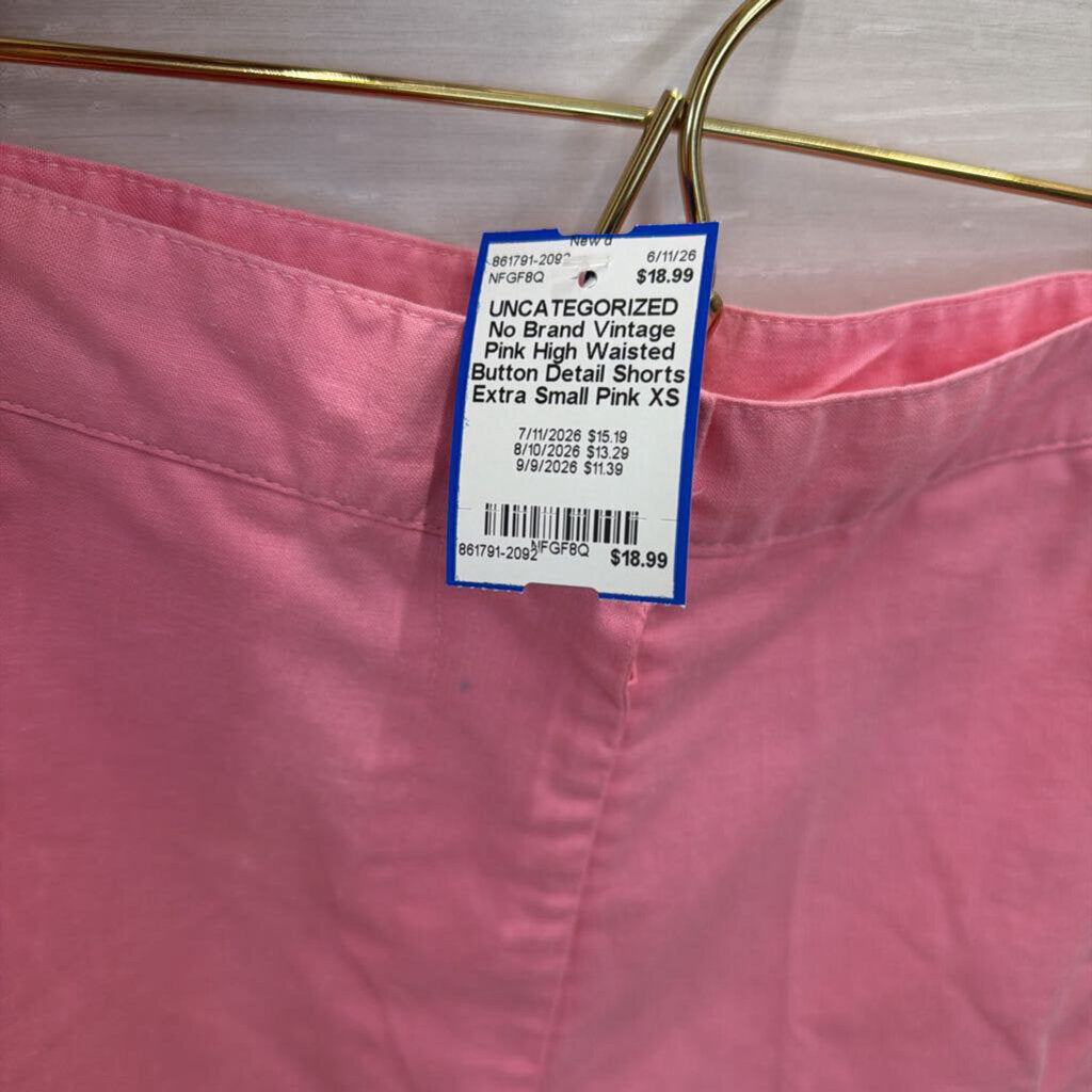 Vintage Pink High Waisted Button Detail Shorts Extra Small