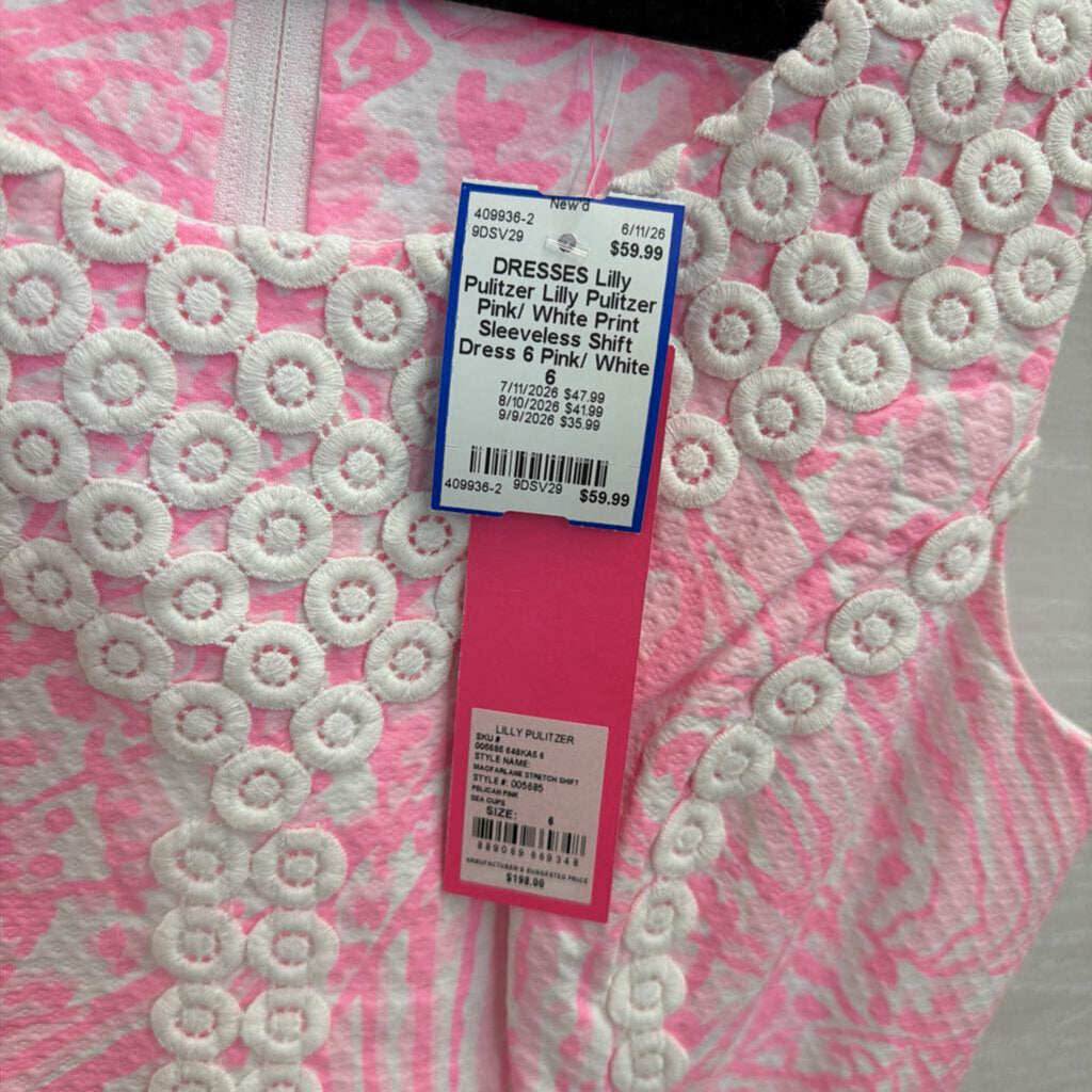 Lilly Pulitzer Pink/ White Print Sleeveless Shift Dress 6