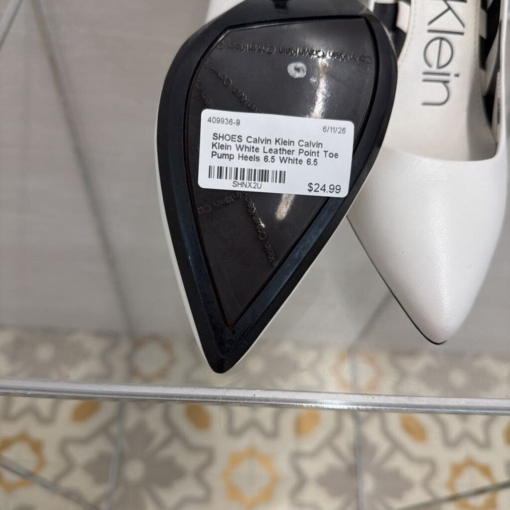 Calvin Klein White Leather Point Toe Pump Heels 6.5