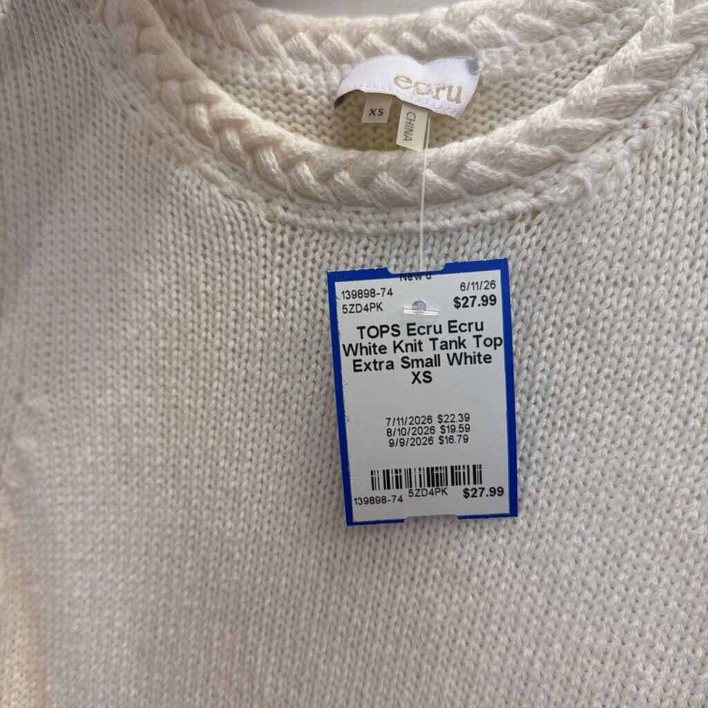 Ecru White Knit Tank Top Extra Small