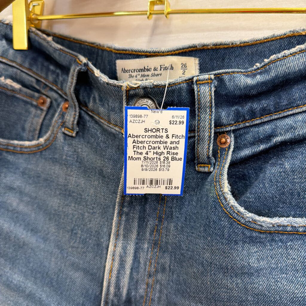 Abercrombie and Fitch Dark Wash The 4" High Rise Mom Shorts 26