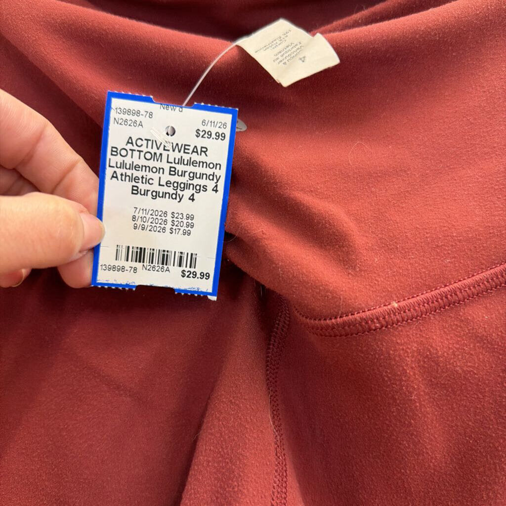Lululemon Burgundy Athletic Leggings 4