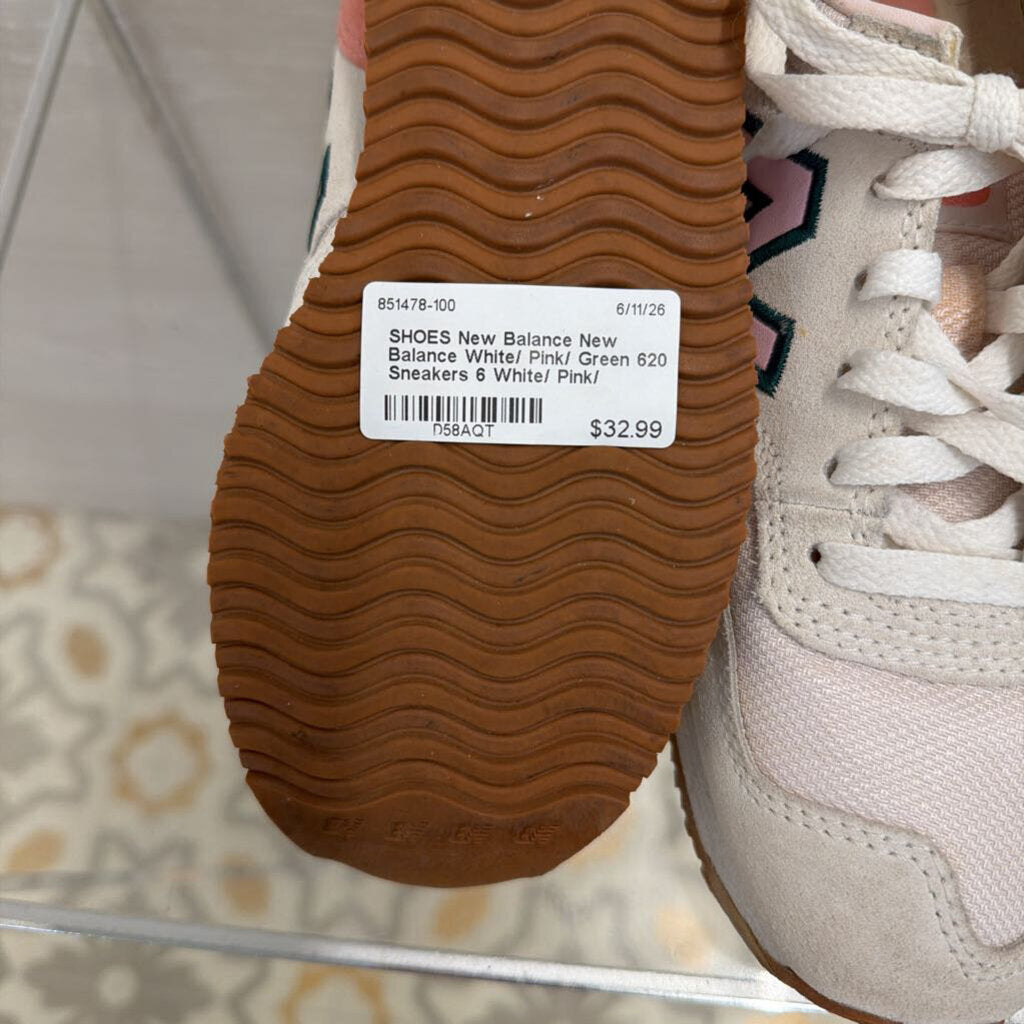 New Balance White/ Pink/ Green 620 Sneakers 6