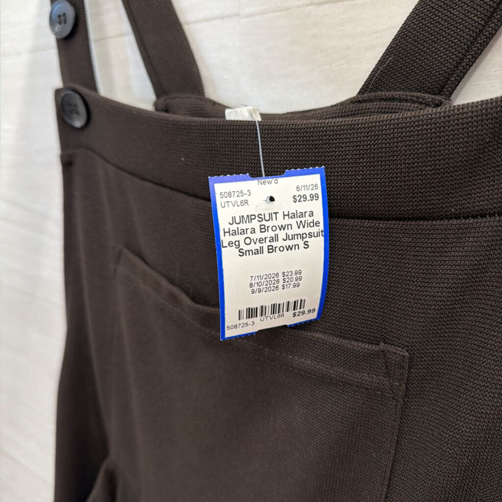 Halara Brown Wide Leg Overall Jumpsuit Small