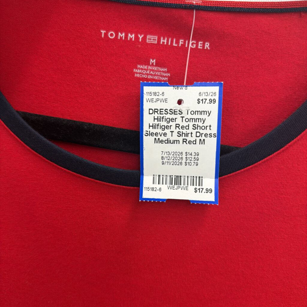 Tommy Hilfiger Red Short Sleeve T Shirt Dress Medium