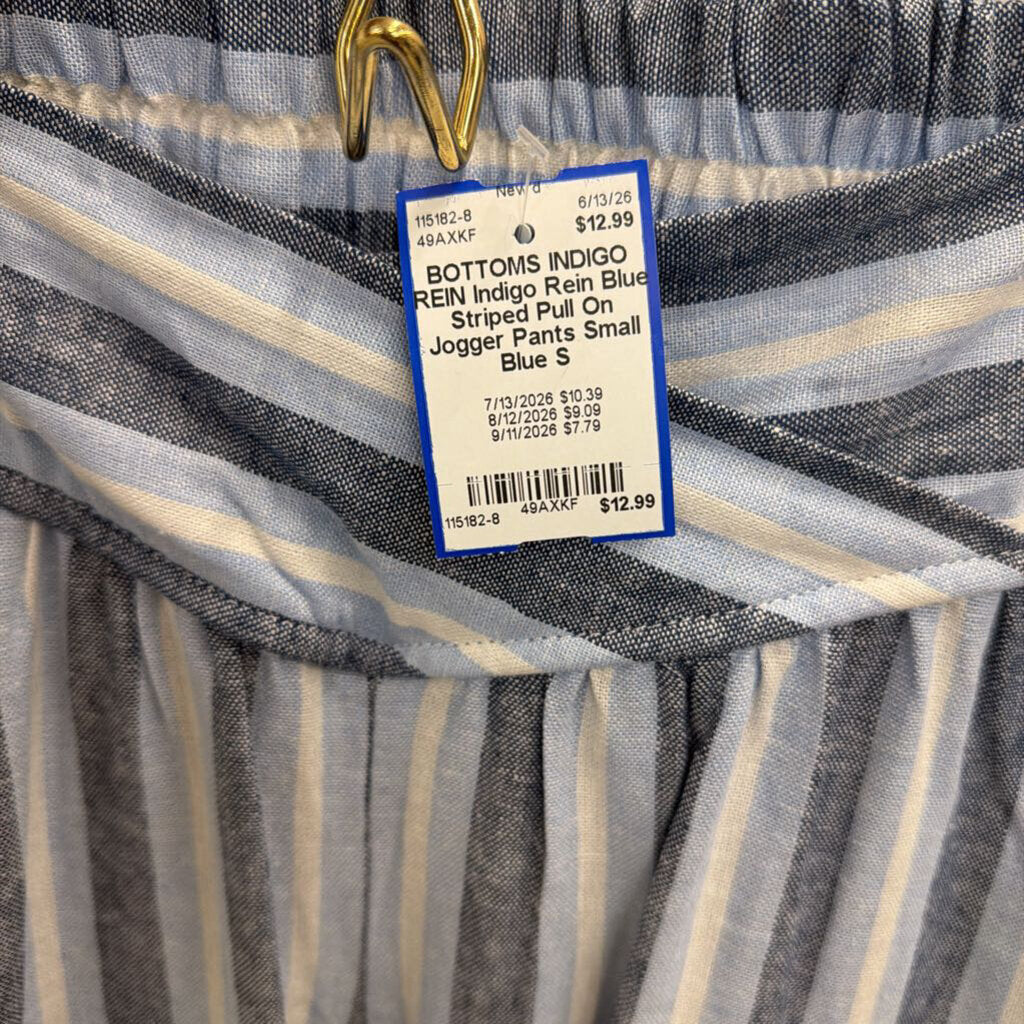 Indigo Rein Blue Striped Pull On Jogger Pants Small