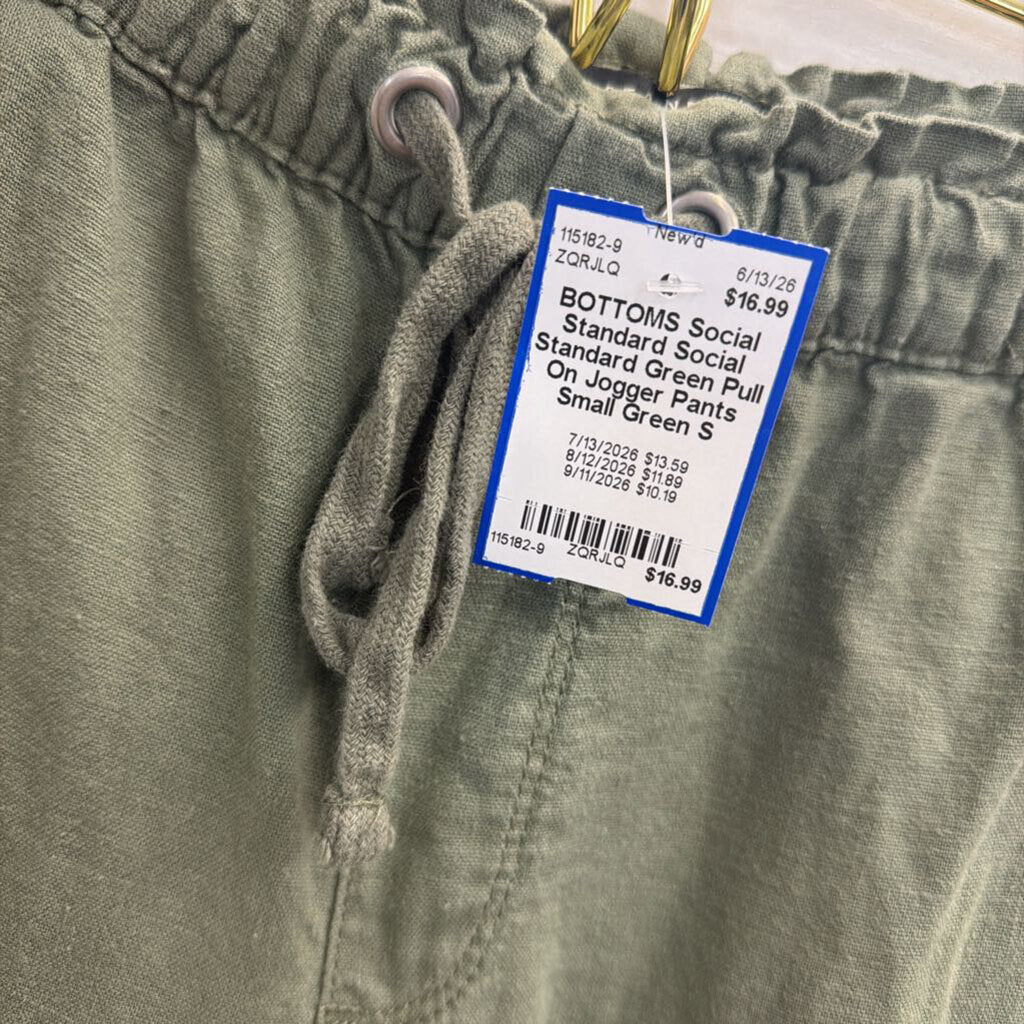 Social Standard Green Pull On Jogger Pants Small