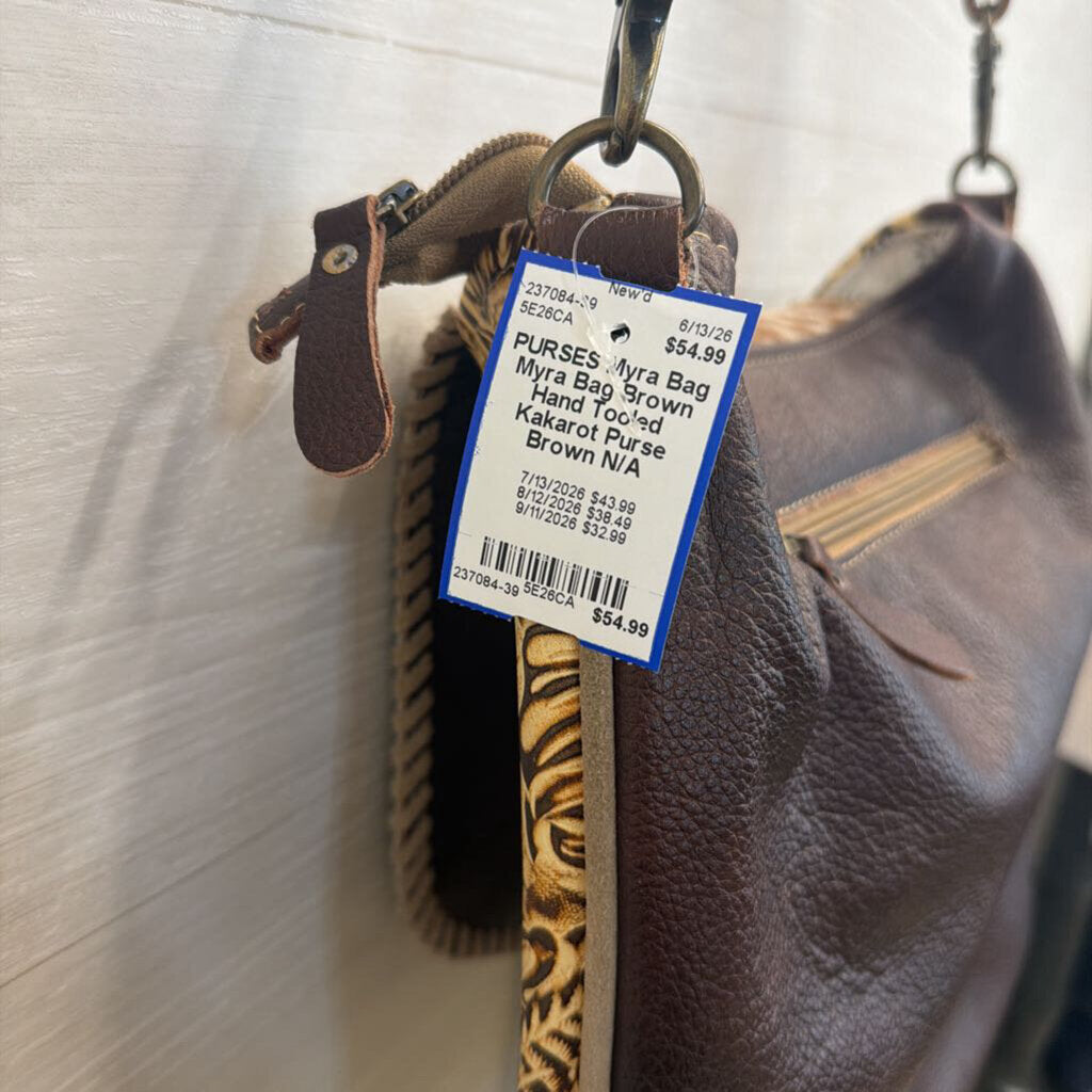 Myra Bag Brown Hand Tooled Kakarot Purse