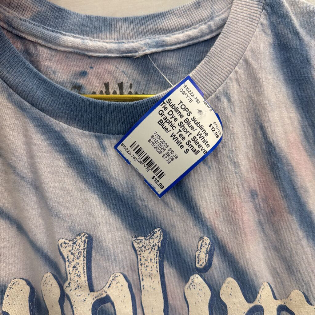 Sublime Blue/ White Tie Dye Short Sleeve Graphic Tee Small