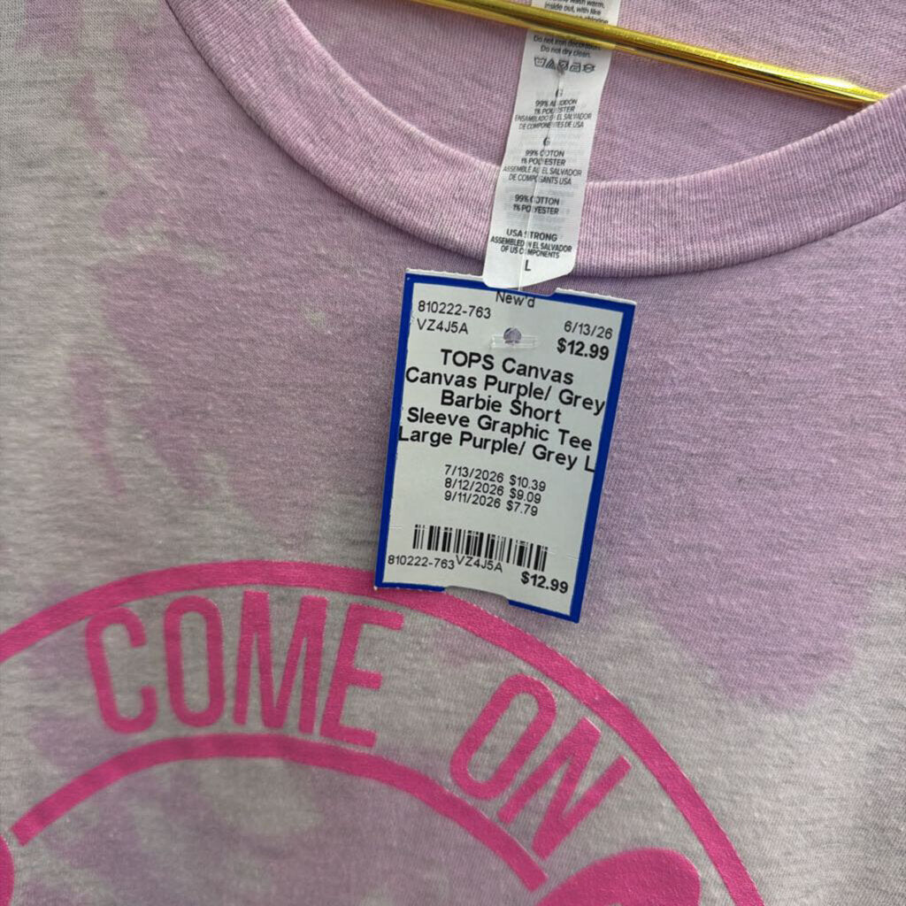Canvas Purple/ Grey Barbie Short Sleeve Graphic Tee Large