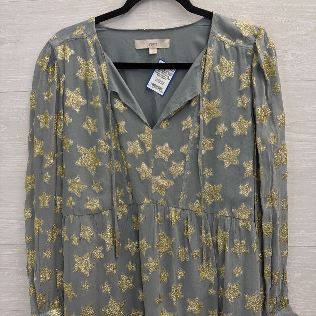 loft long sleeve dress Blue/ Metallic Gold Star Print Large 30-PFF Size:40Waist Blush Pink Print Short 57% Cotton 38% Modal