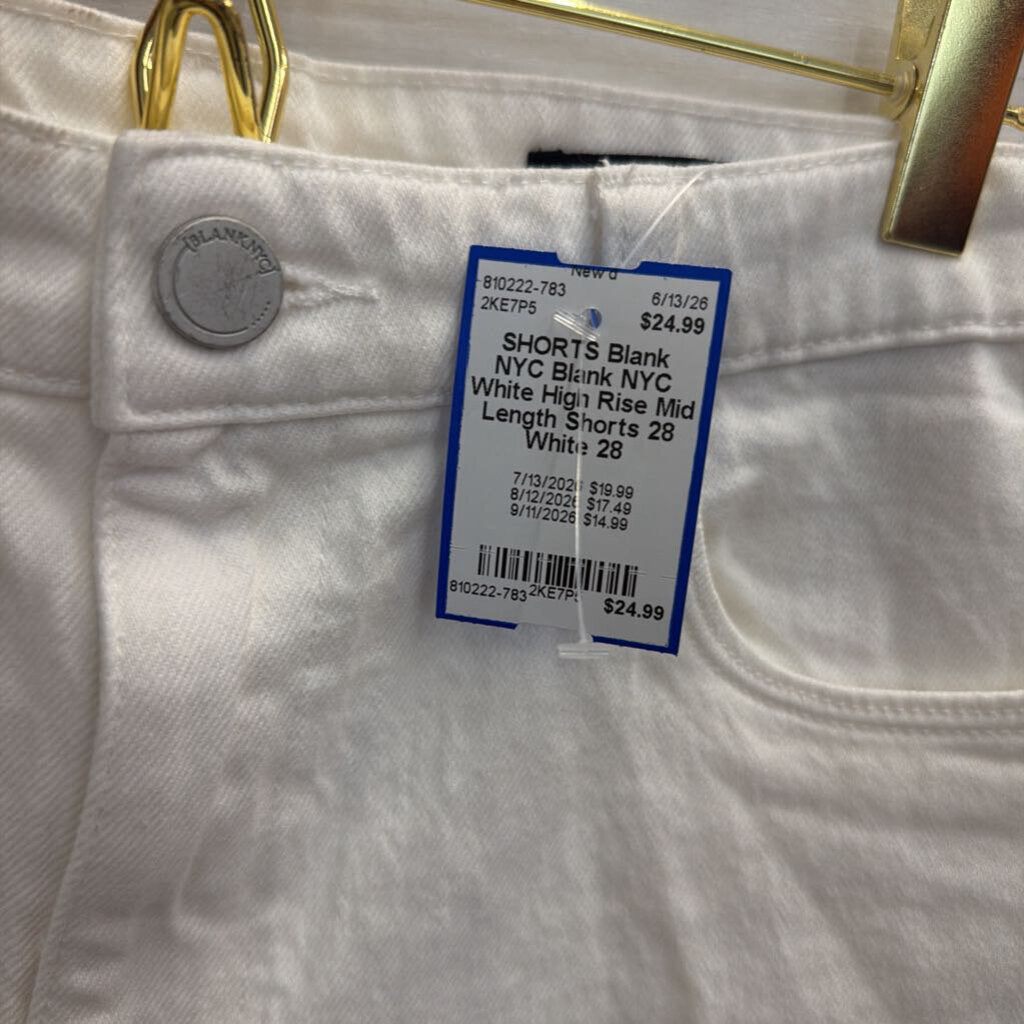 Blank NYC White High Rise Mid Length Shorts 28