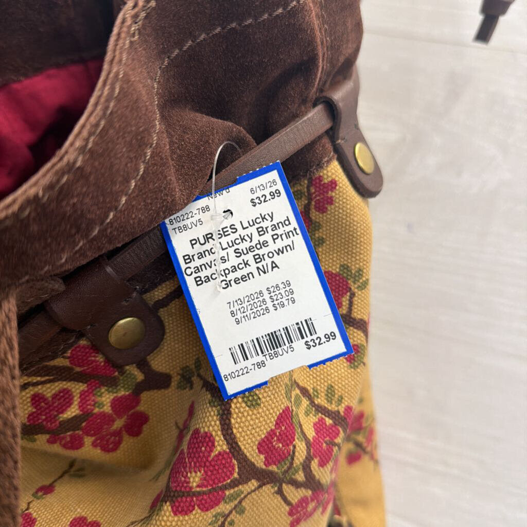 Lucky Brand Canvas/ Suede Print Backpack
