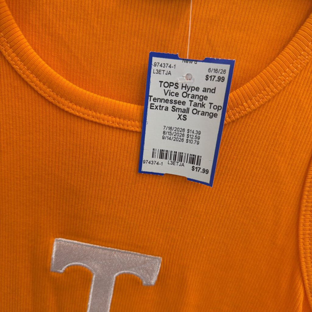 Orange Tennessee Tank Top Extra Small
