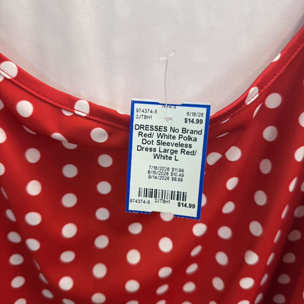 Red/ White Polka Dot Sleeveless Dress Large
