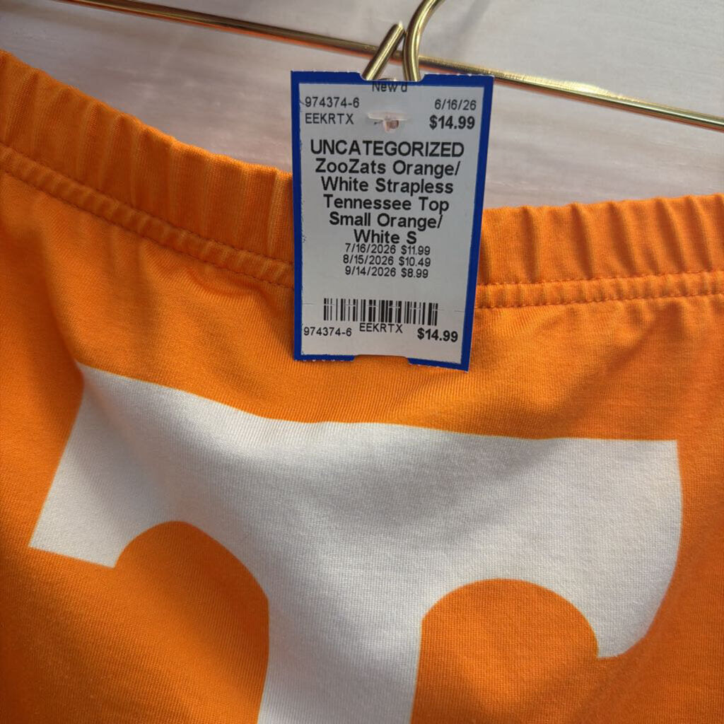 Orange/ White Strapless Tennessee Top Small