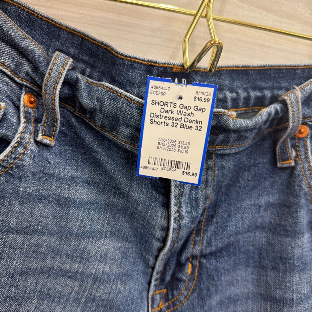 Gap Dark Wash Distressed Denim Shorts 32
