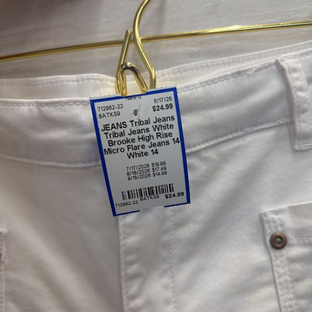 Tribal Jeans White Brooke High Rise Micro Flare Jeans 14