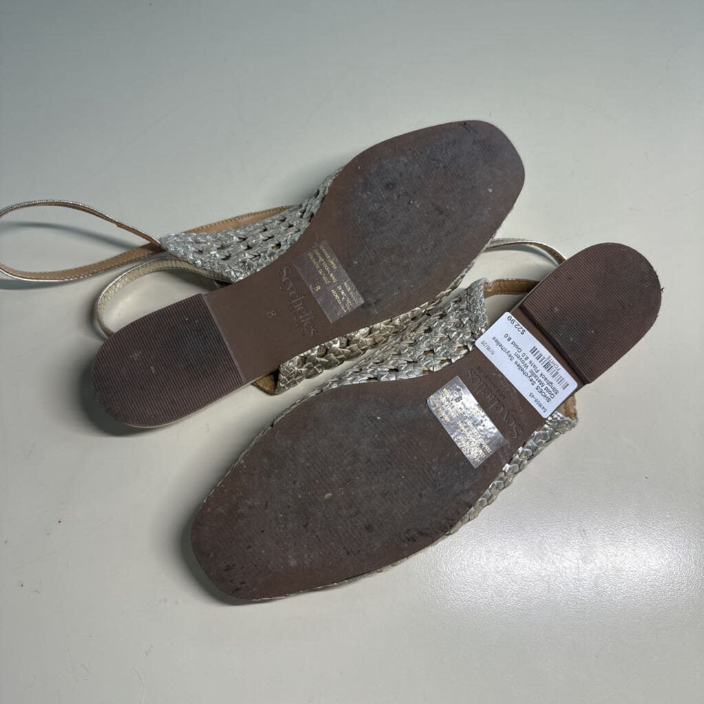 Seychelles Gold Metallic Woven Slingback Flats 8.0