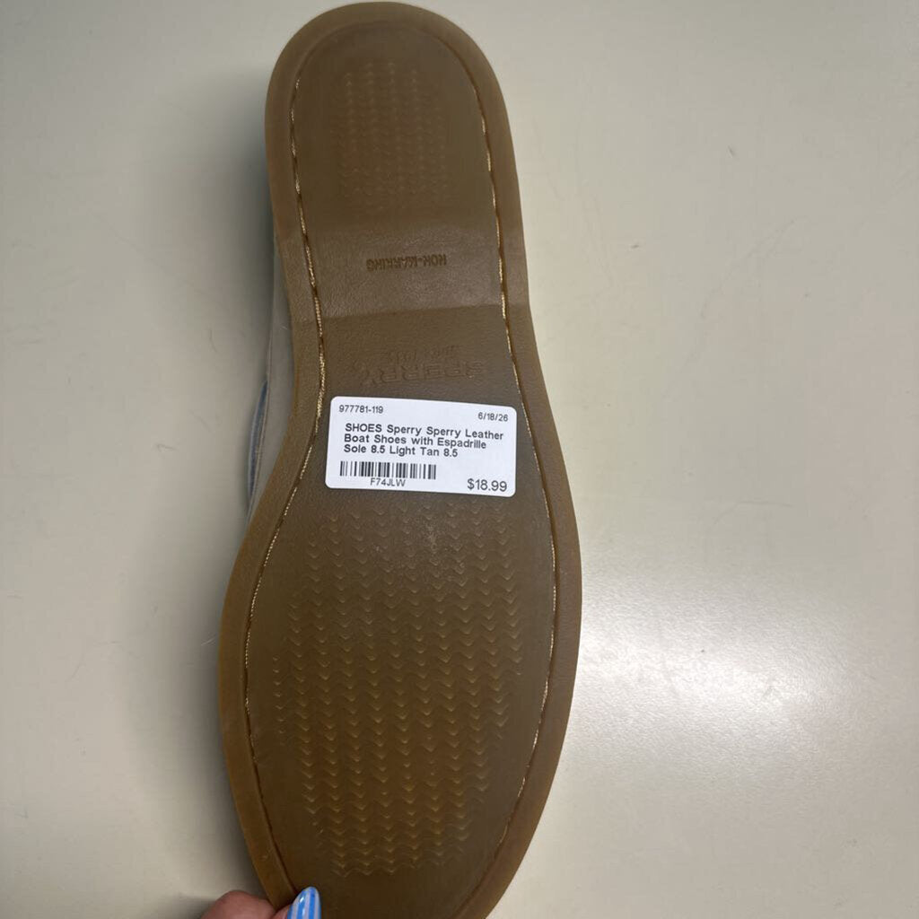 Sperry Leather Boat Shoes with Espadrille Sole 8.5