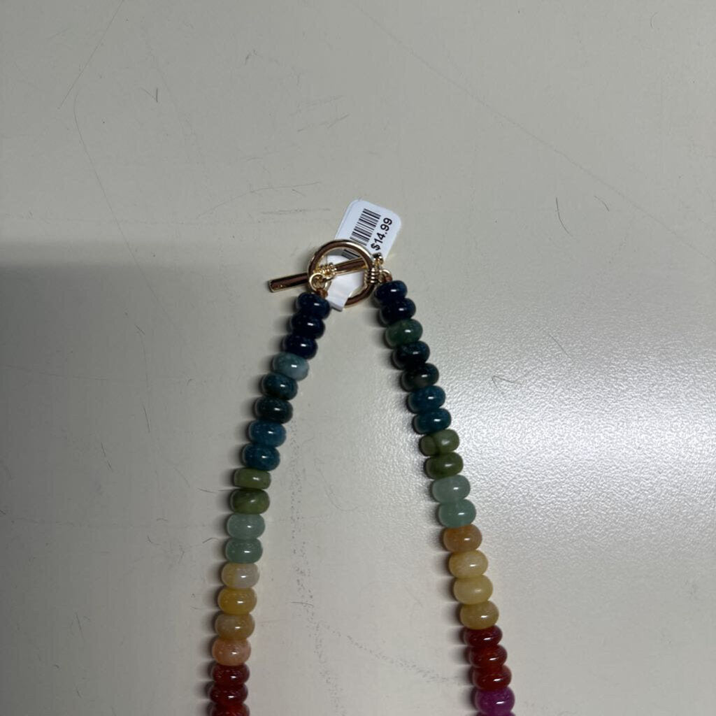 Multicolored Glass Bead Toggle Necklace