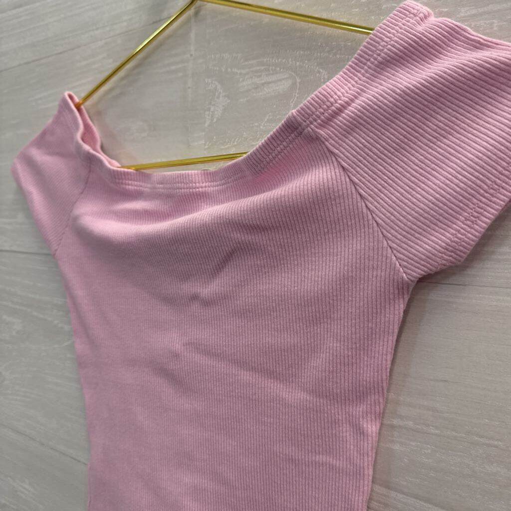 Altar'd State Light Pink Off Shoulder Crop Top Extra Small