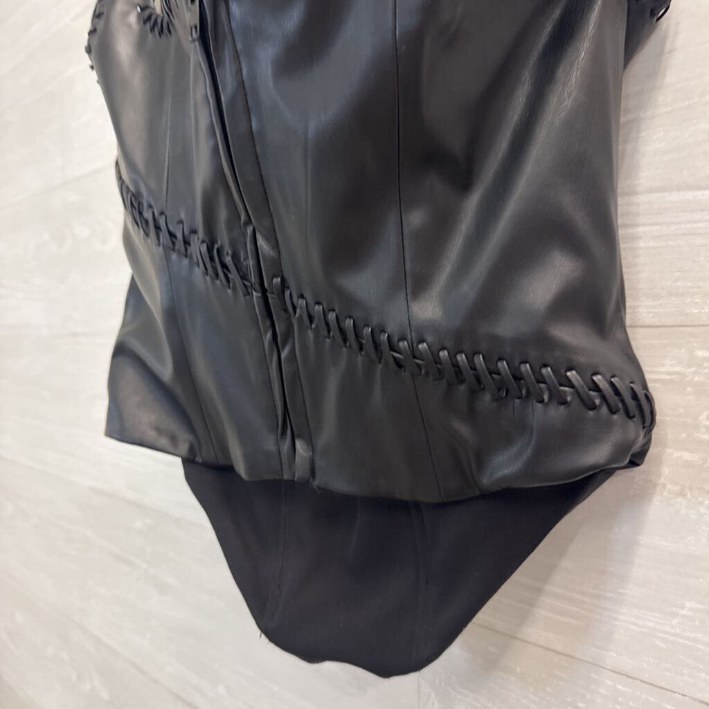 House of CB Leonie Vegan Leather Bustier Top Medium