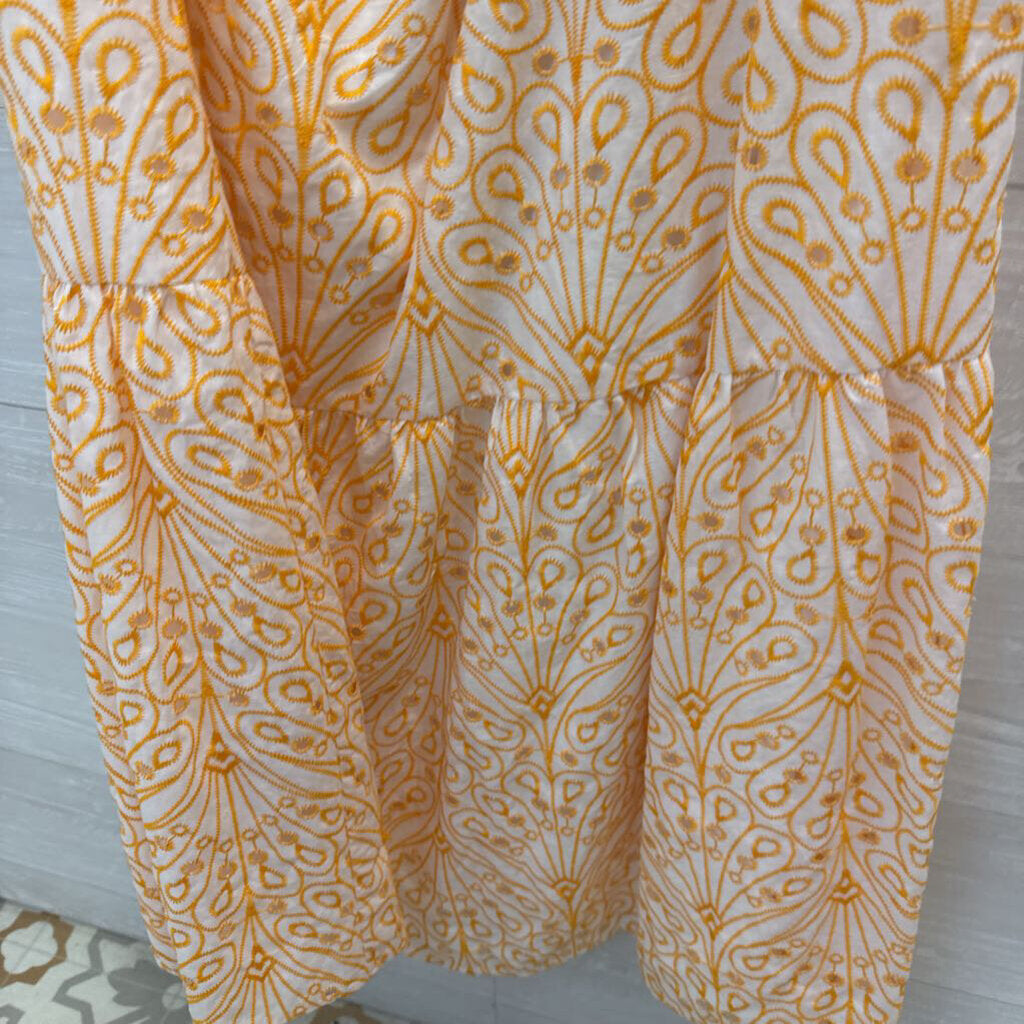 White/Yellow Embroidered Maxi Dress 14