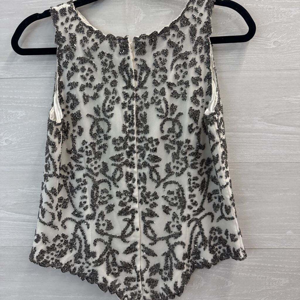 JKara White Beaded Tank Medium