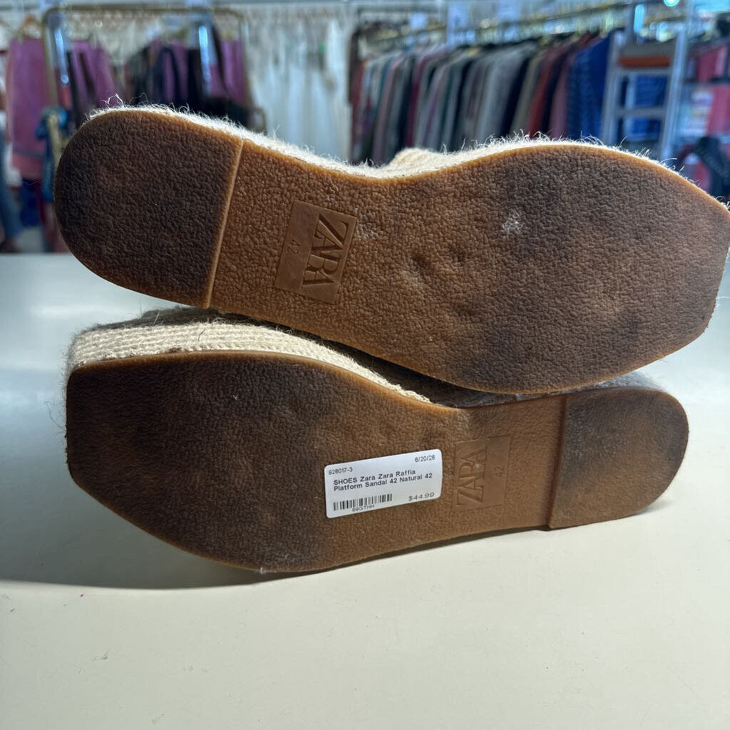Zara Raffia Platform Sandal 42