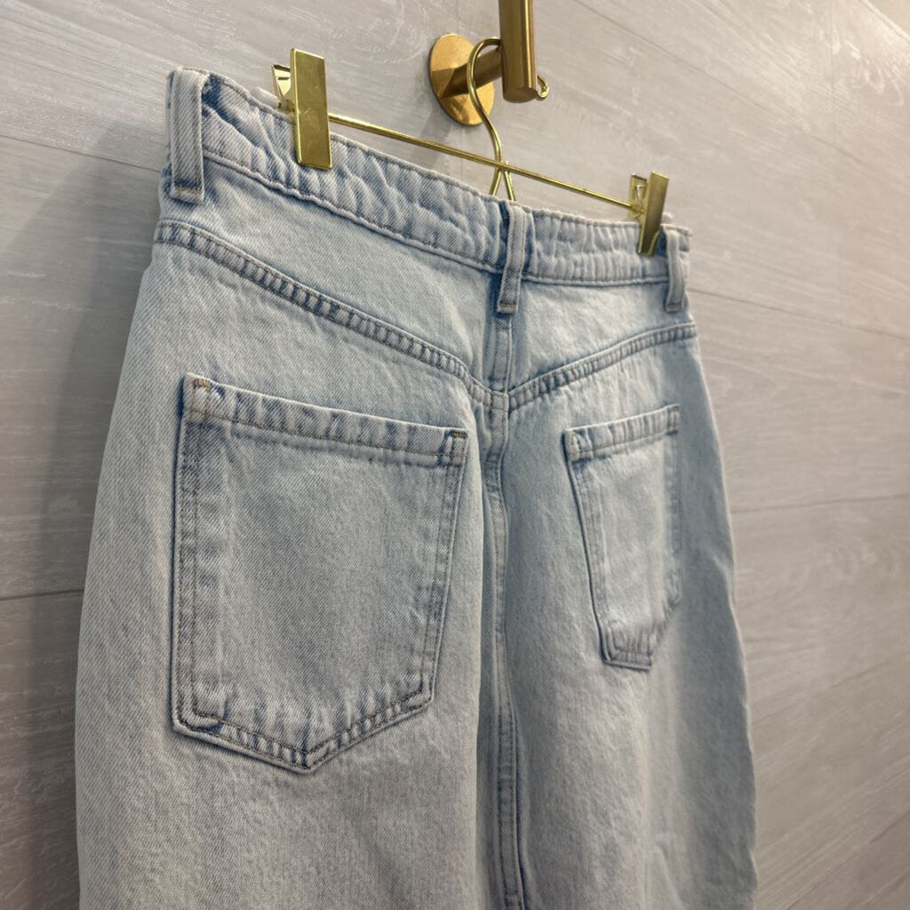 Zara Light Wash Midi Denim Skirt Medium