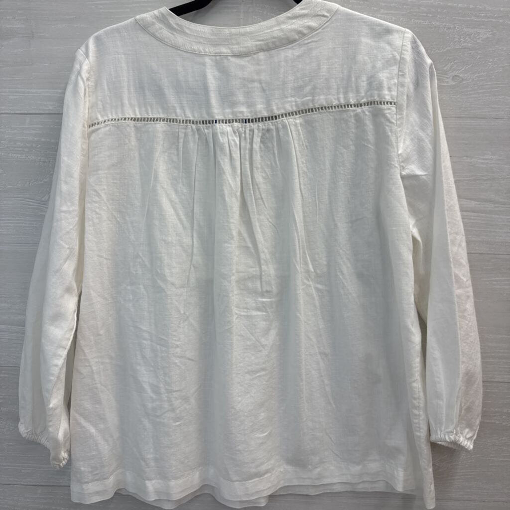 Lucky Brand Cotton Lace Front Long Sleeve Top Medium
