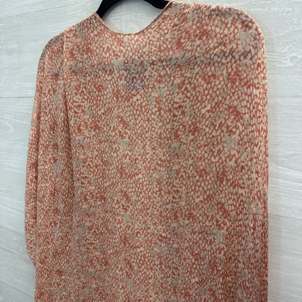 Orange/White Printed Flowy Kimono