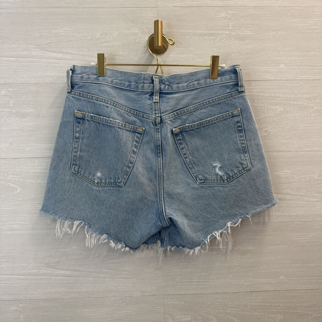 Agolde Light Wash Parker Long Denim Shorts 27