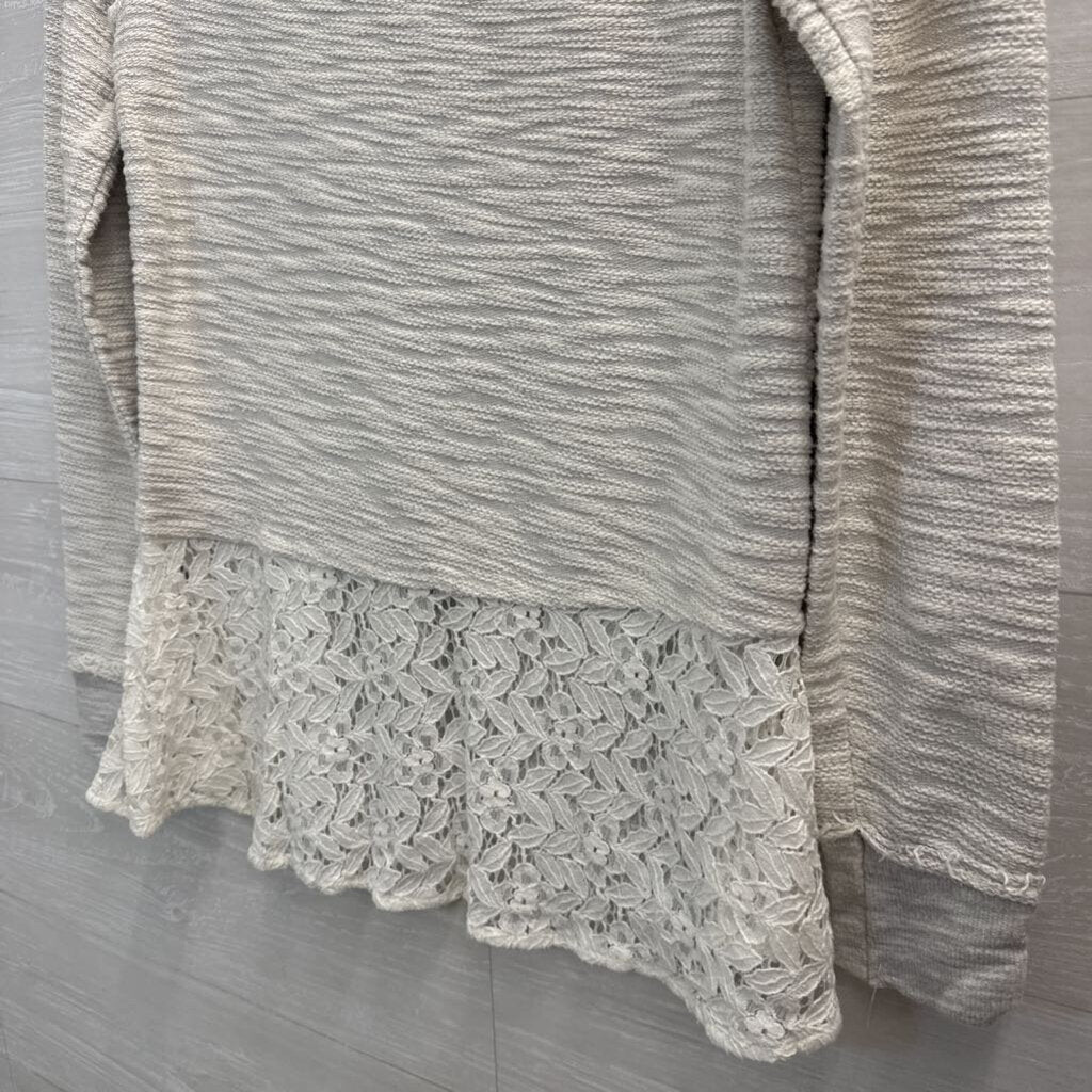 Anthropolgoie Grey Longsleeve Mixed Textile Top Extra Small