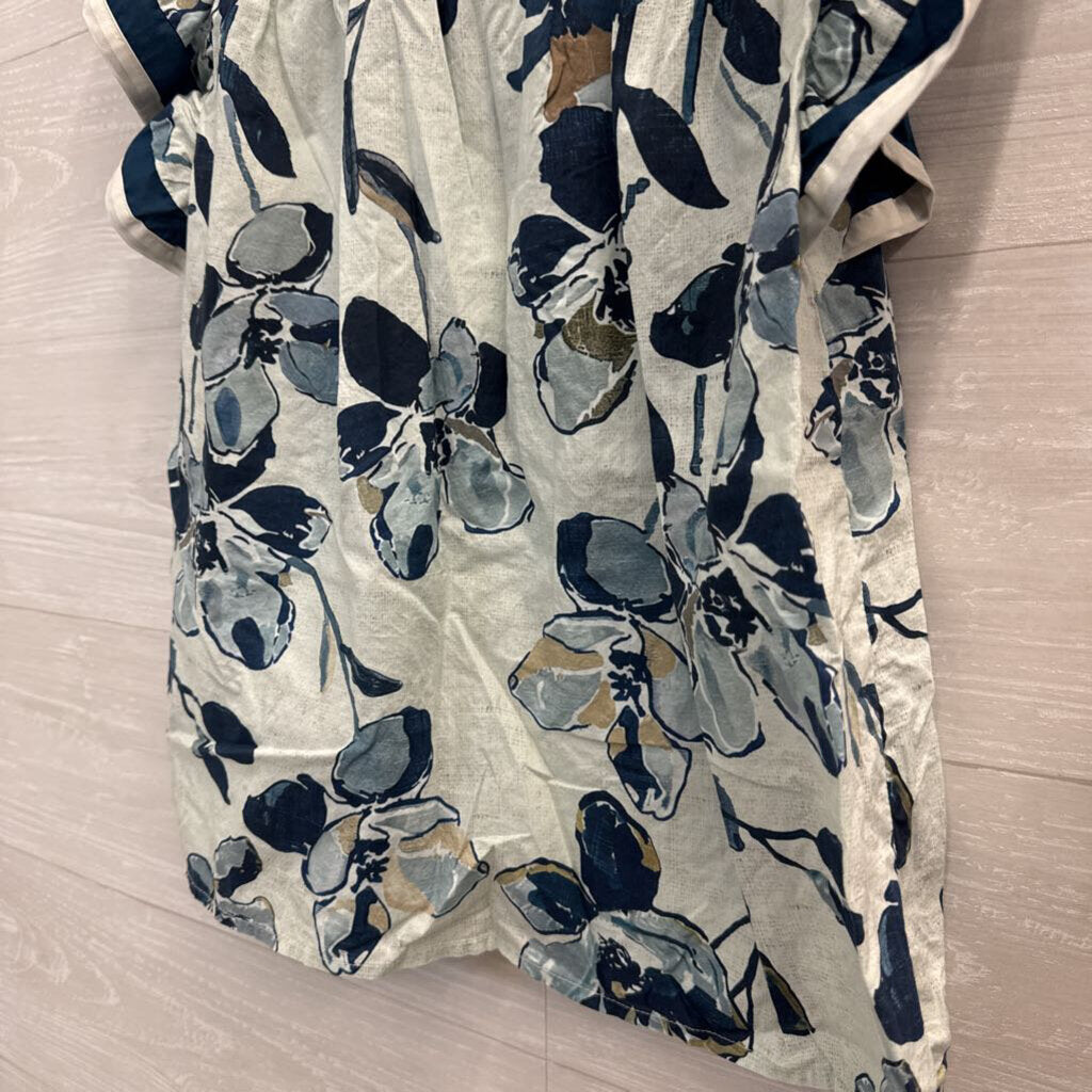 Entro Floral Print Ruffle Top Small