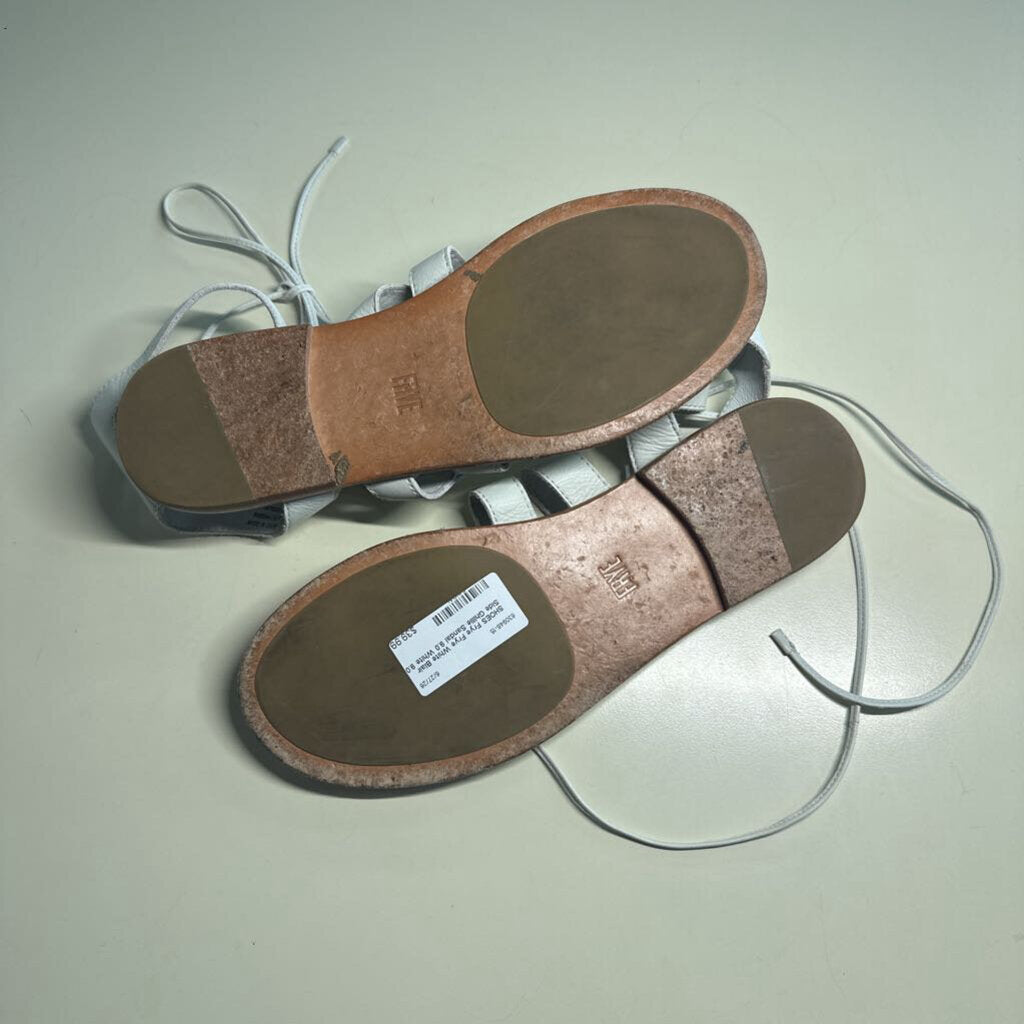 Frye White Blair Side Ghillie Sandal 9.0