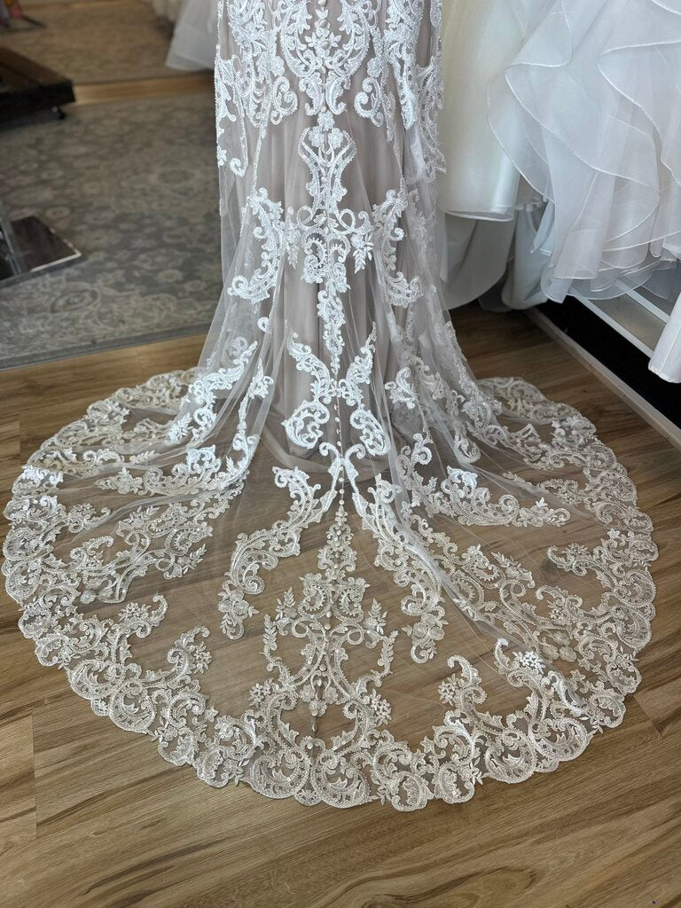 Allure Bridal High Neck Beaded Lace Wedding Dress 8
