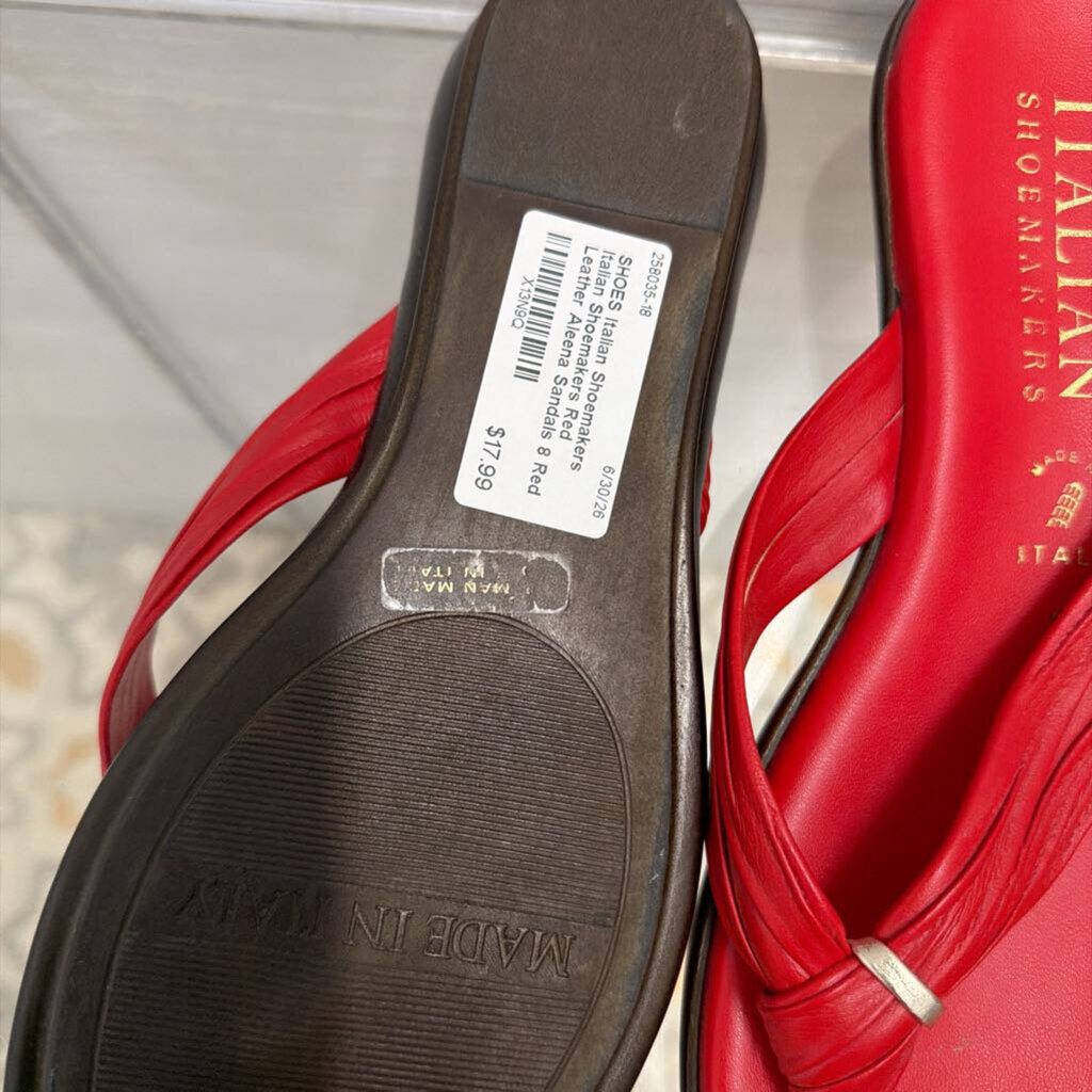 Italian Shoemakers Red Leather Aleena Sandals 8