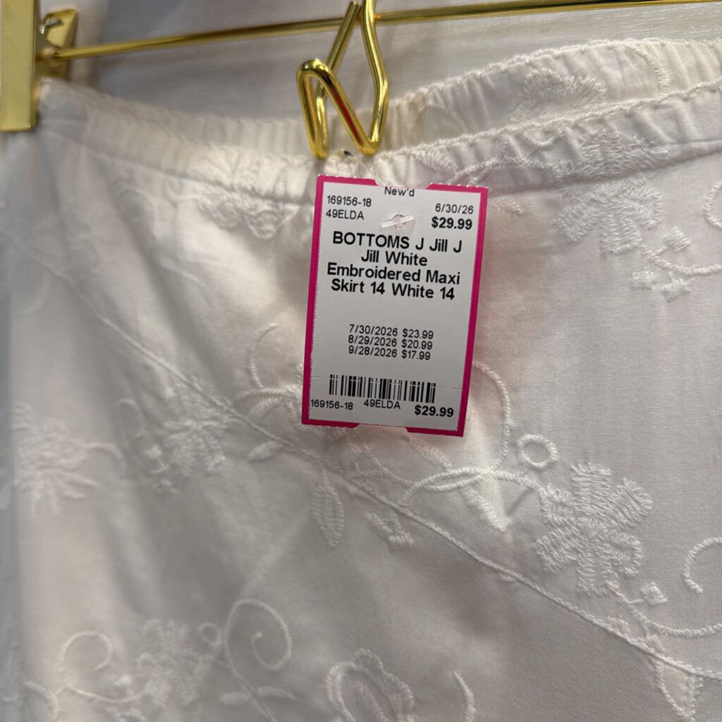 J Jill White Embroidered Maxi Skirt 14