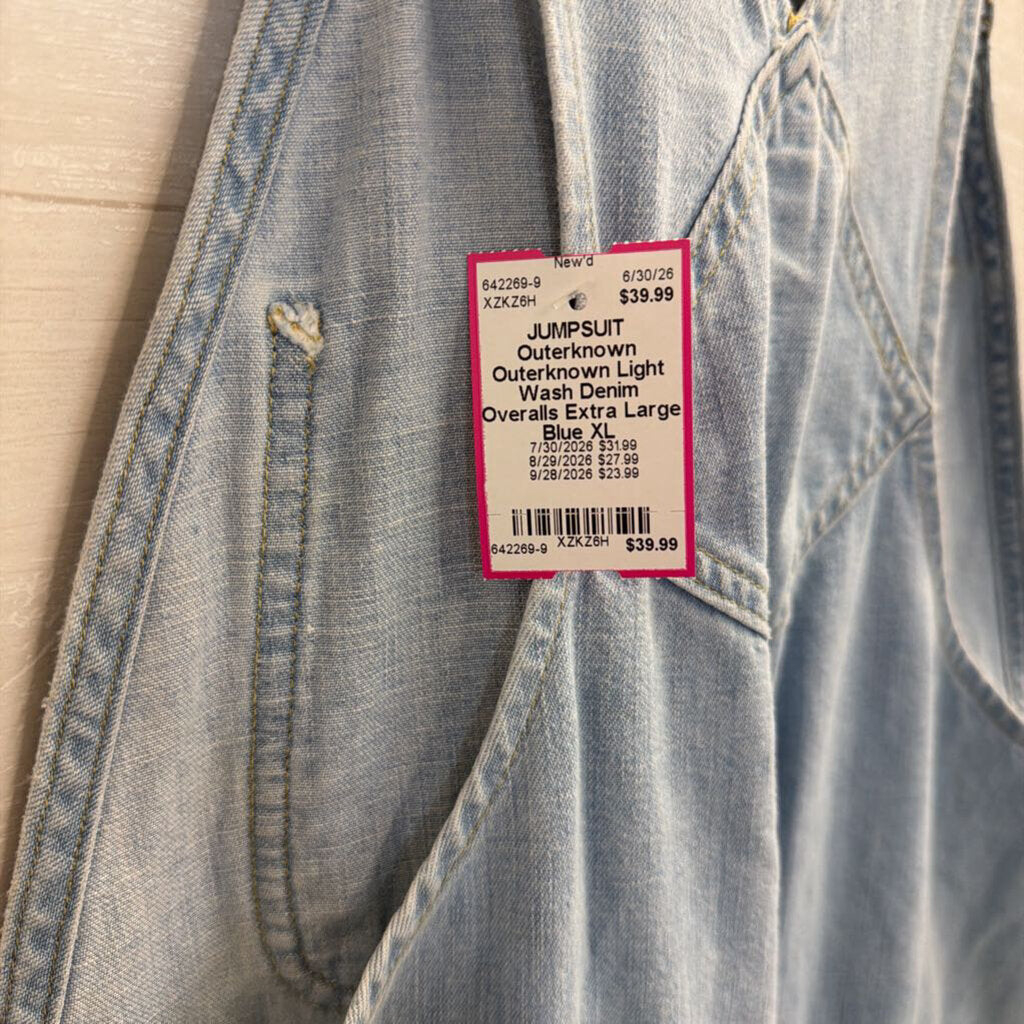 Outerknown Light Wash Denim Overalls Extra Large