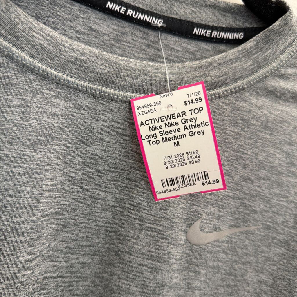 Nike Grey Long Sleeve Athletic Top Medium