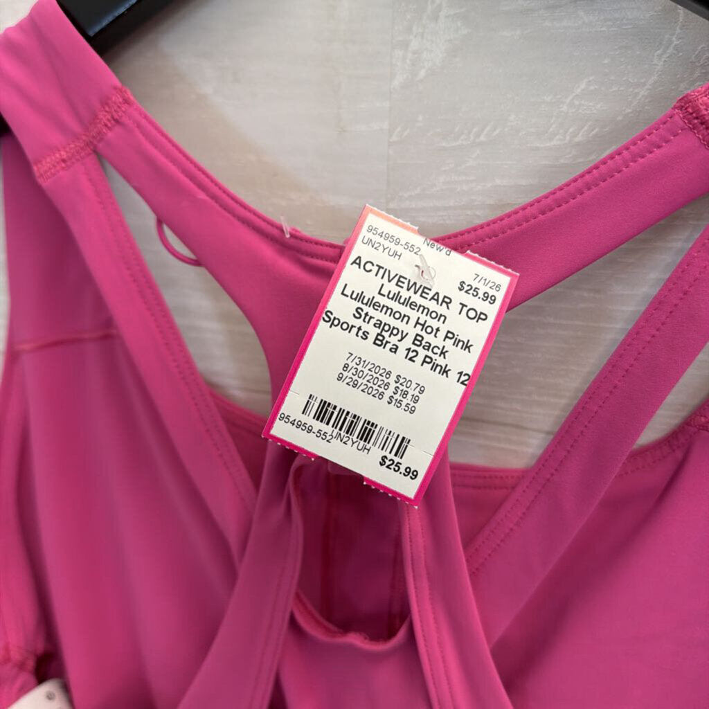 Lululemon Hot Pink Strappy Back Sports Bra 12