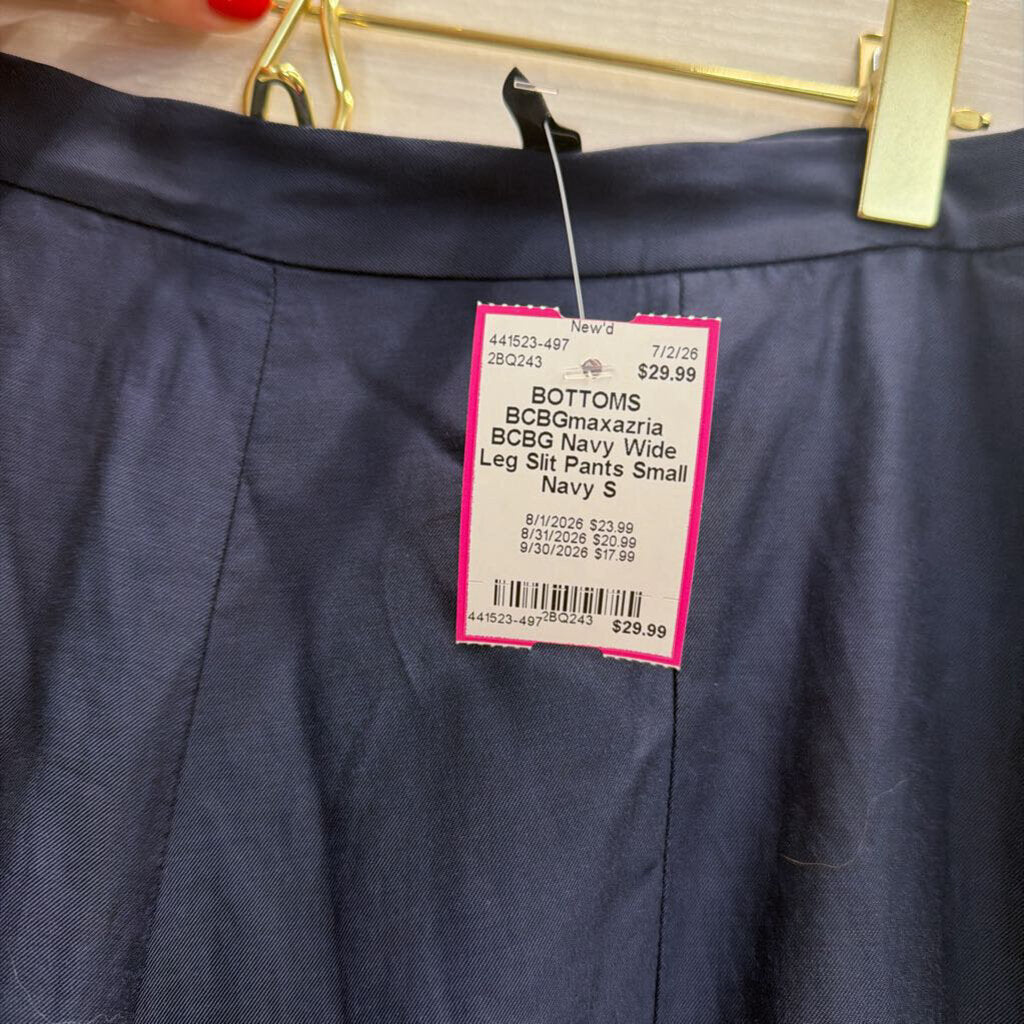 BCBG Navy Wide Leg Slit Pants Small