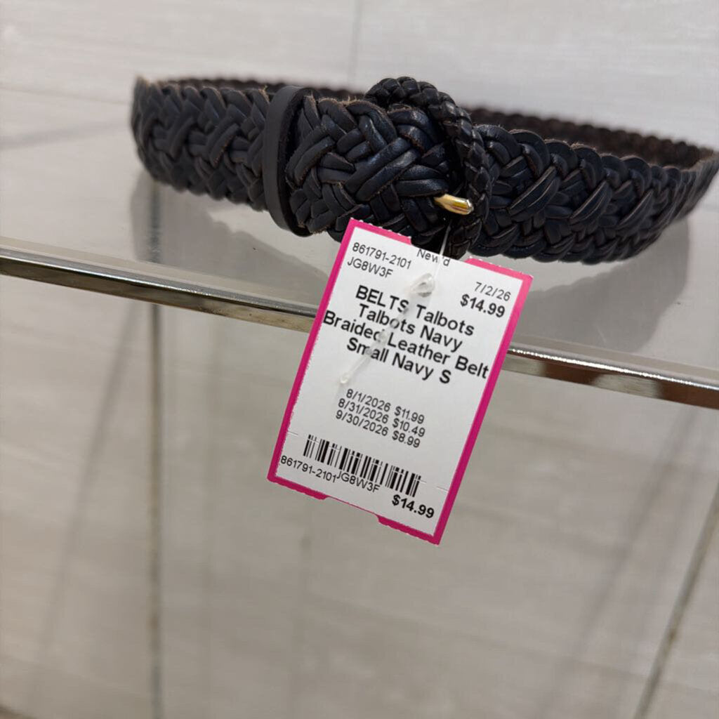 Talbots Navy Braided Leather Belt Small